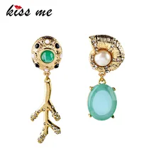 KISS ME, дизайн, KISS ME, модные ювелирные изделия, изящные стразы, ветка улитки, ассиметричные серьги