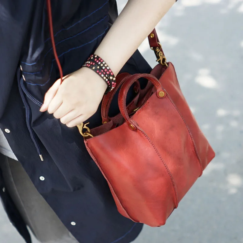 EUMOAN портативная женская кожаная сумка через плечо с диагональной спинкой, кожаная сумка растительного дубления, маленькая сумка в стиле ретро