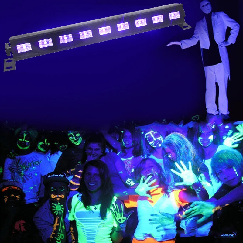 الأرجواني LED الاسمية Blacklight الأشعة فوق البنفسجية ديسكو إضاءات دي جي ليزر مرحلة ضوء 6/9/12LED شريط للحزب نادي هالوين عيد الميلاد الجدار غسالة مصباح