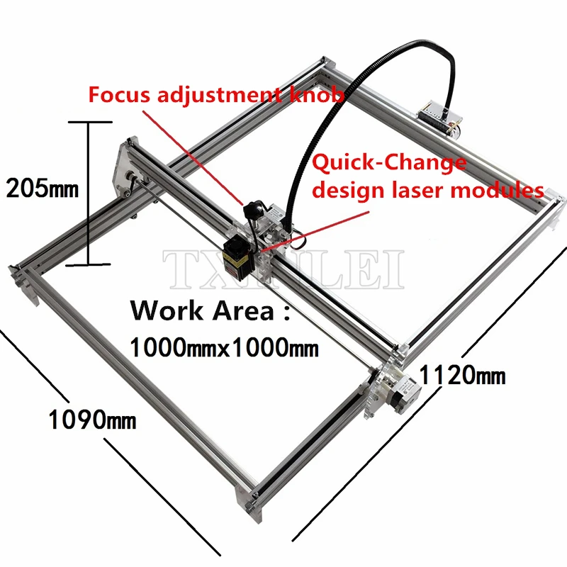 2500 мвт 5500 МВт 7000 МВт Настольный DIY лазерный гравировальный станок для резки 100*100 см большая рабочая зона