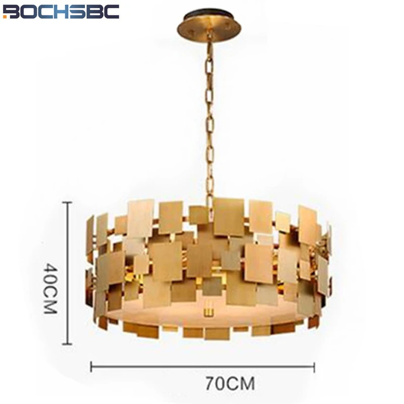 

BOCHSBC Stainless Steel Pendant Lights Fashion Dinning Room Pendant Lamp Double Layer Block Light Fixtures Art Lampara de techo