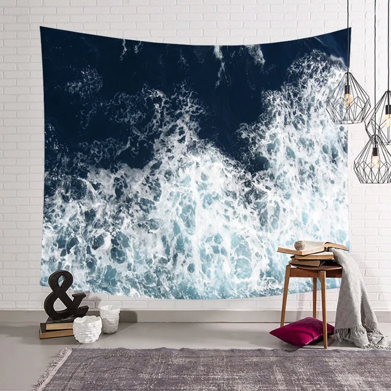 Бутик настенный гобелен синий океан волна гобелен море настенный гобелен настенная декоративная скатерть пляжное полотенце - Цвет: 3