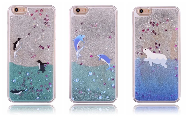 Cute marine animals Penguin Dolphin Bear glitter phone