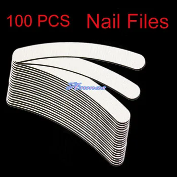 

100 Pcs Nail Art Sanding Files Buffing GREY Curve Manicure Salon Tool