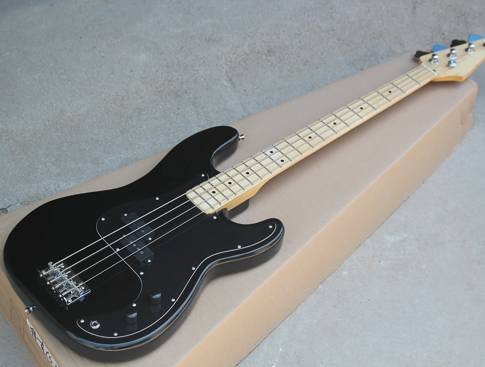 

Black Electric Bass Guitar with Maple Fingerboard,4 Strings,Black Pickguard,Chrome Hardwares,offering customized services