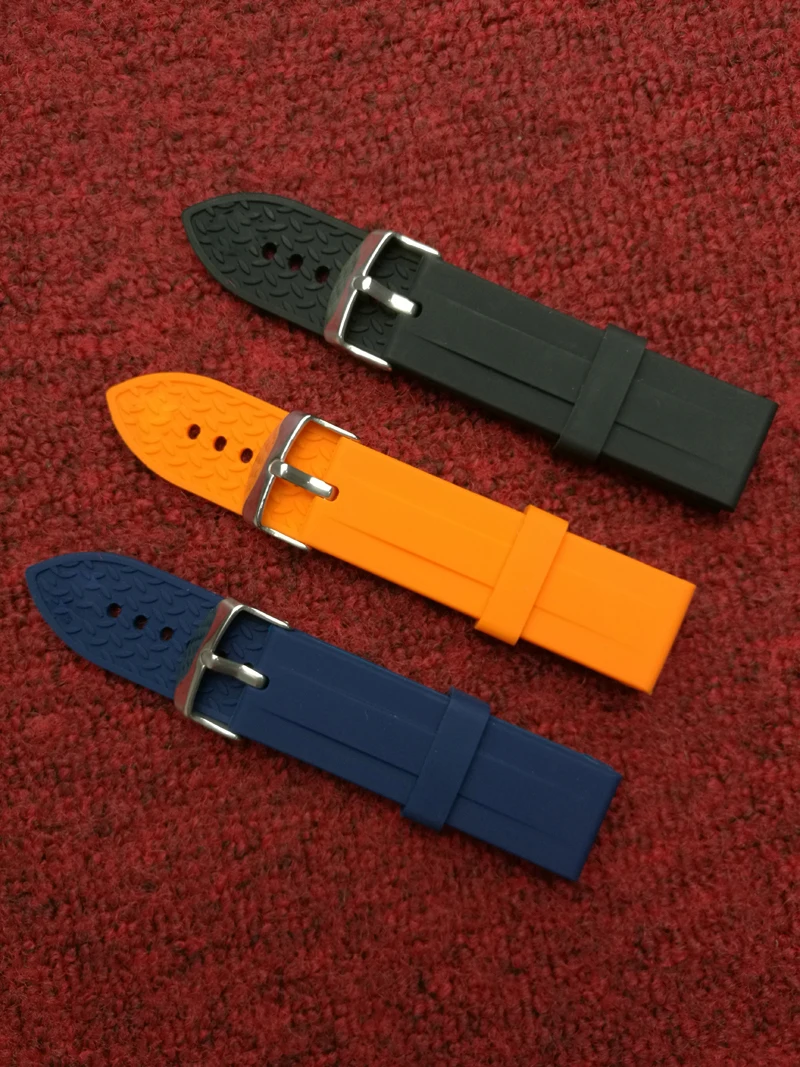 Watch accessories Silicone strap 23mm pin buckle rubber watch band for