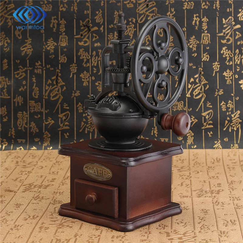 

Ferris Wheel Design Vintage Manual Coffee Grinder With Ceramic Movement Retro Wooden Coffee Mill Coffee Bean Grinding Machinen