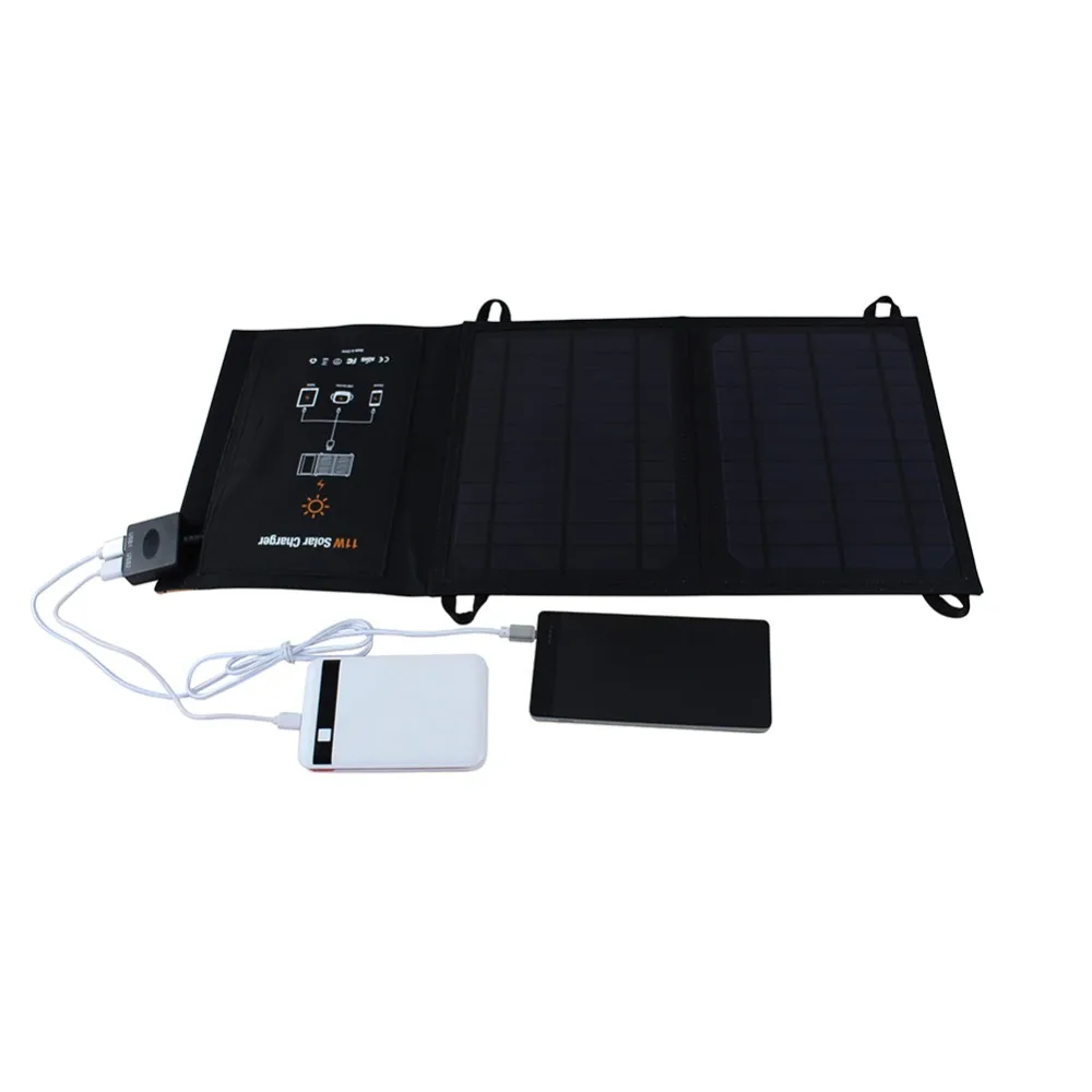 11 Вт Панели солнечные Батарея Зарядное устройство брода складной Панели солнечные Dual USB Открытый Водонепроницаемый Зарядное устройство