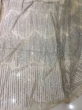 

embroidered African net lace fabric sat-43047 with glitter for party