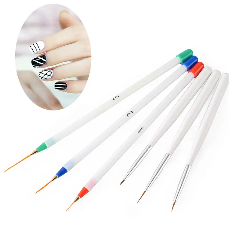 6Pc Nail Art Pencil Nail Beauty Paint Brushes Color Drawing Line Pen Dotting Tools Kit Manicure