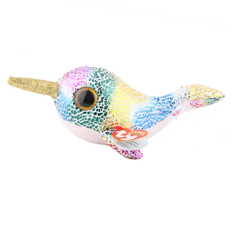 Ty Beanie 6 &quot15 см Nova the Narwhal плюшевые обычные мягкие набивные животные с большими
