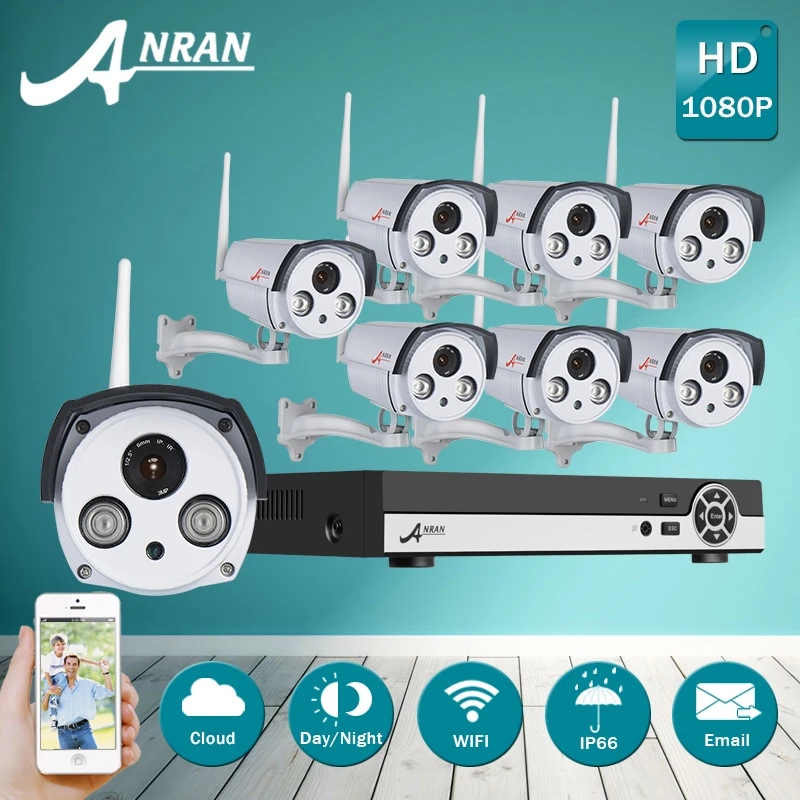 

3TB HDD 8CH H.264 NVR Wireless CCTV System Onvif 2.0 MP 1080P HD Array 2 IR Outdoor Surveillance Camera Security IP Camera WIFI