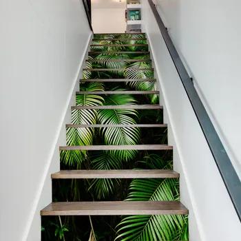 

Funlife 3D Palm Leaf Tropical Forest Stairs Stickers Living Room Creative Landscape Background Wall Home Decoration Stickers