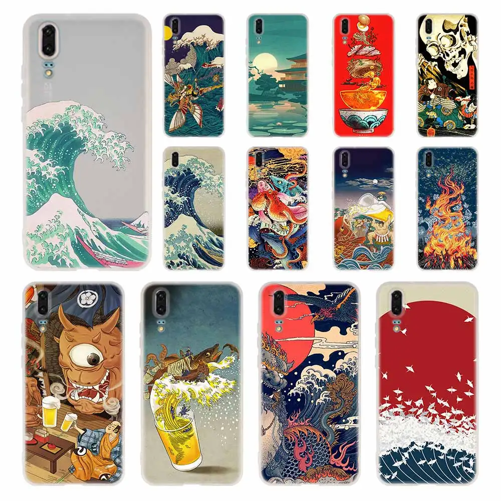 NAYIDA японский стиль Искусство Японский чехол силиконовый мягкий ТПУ для Huawei P30 P40