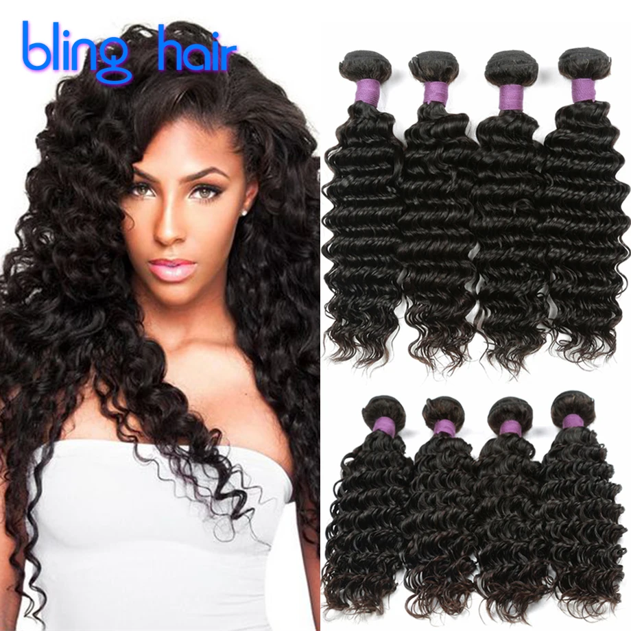 Grade 8A Brazilian Deep Wave Virgin Hair Deep Wave Brazilian Hair 4 Bundles Mink Brazilian Deep Curly Human Hair Weave Bundles