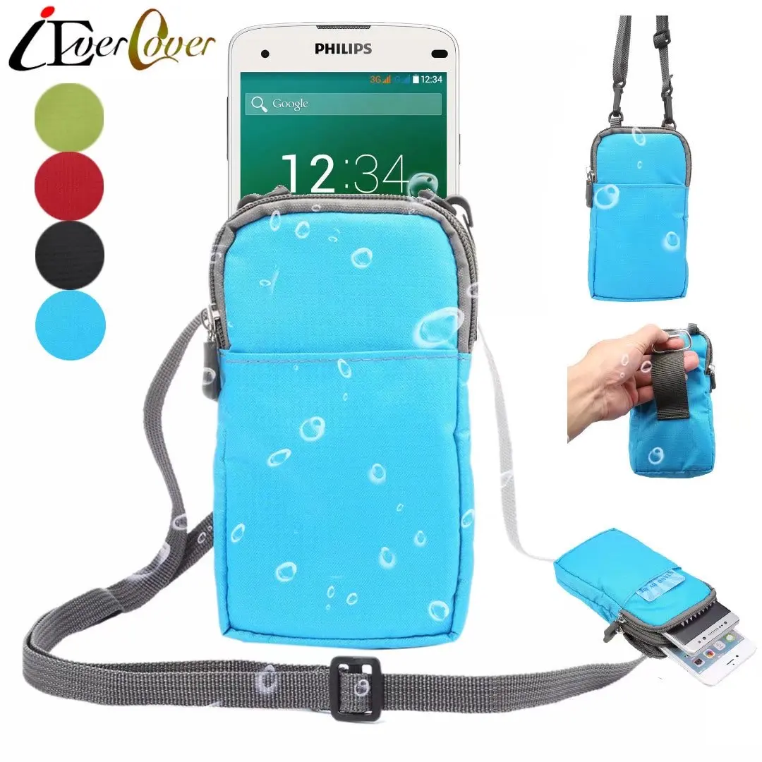 

Waterproof Nylon Pouch Case for Philips Swift 4G S626L (TLS626L) / I928 , Xenium S386 X588 S653H X818 Phone Crossbody Wallet Bag