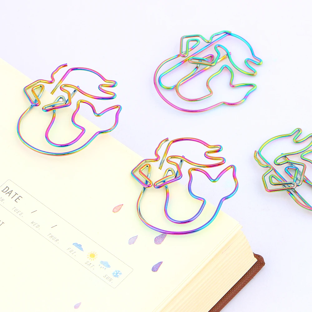 

8Pcs/lot Colorful Rainbow Mermaid Paperclips Electroplating Metal Paper Clips Photo Clip Paper Clips Decorative Stationary