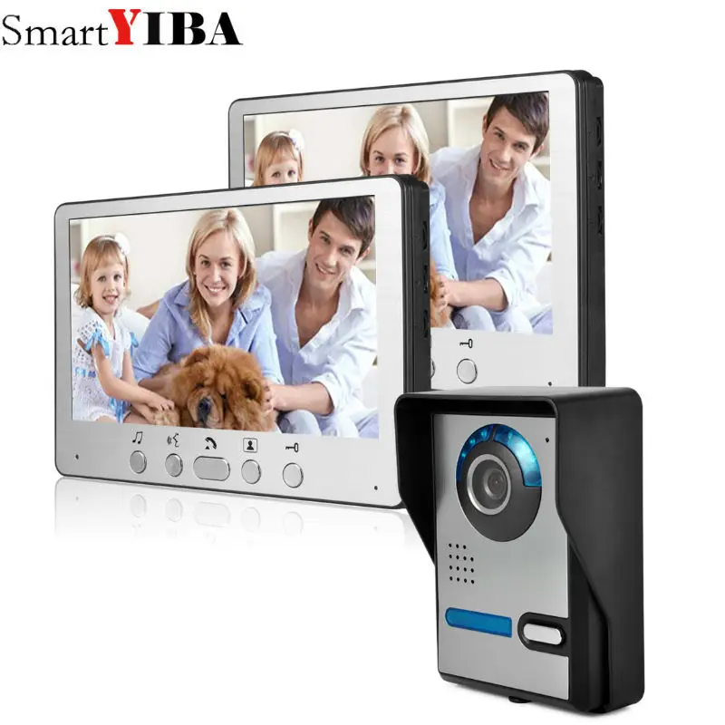 SmartYIBA видео дверной звонок " дюймовый монитор проводной видеодомофон домофон система RFID камера доступа 2 монитор 1 камера