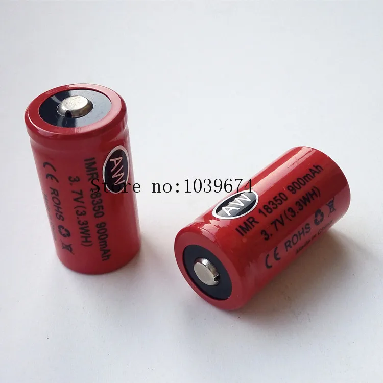 

18350 900mah 3.7V IMR lithium-ion rechargeable batteries (tip top) FREE charger