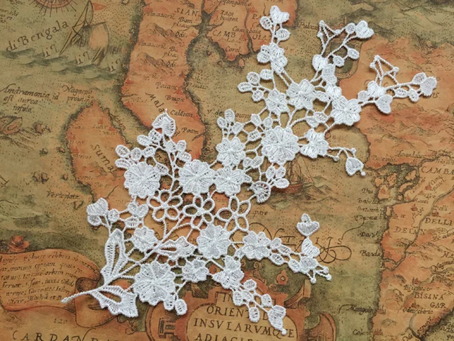 4 piezas de apliques de encaje de flores bordadas, adorno de encaje blanco, tela de encaje de alta calidad, accesorios artesanales para decoración para boda 4 piezas de apliques de encaje de flores bordadas, adorno de encaje blanco, tela de encaje de alta calidad, accesorios artesanales para decoración para boda