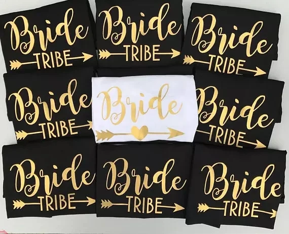 Женские топы надпись Bride Tribe золотые футболки с принтом женские вечерние для ночи
