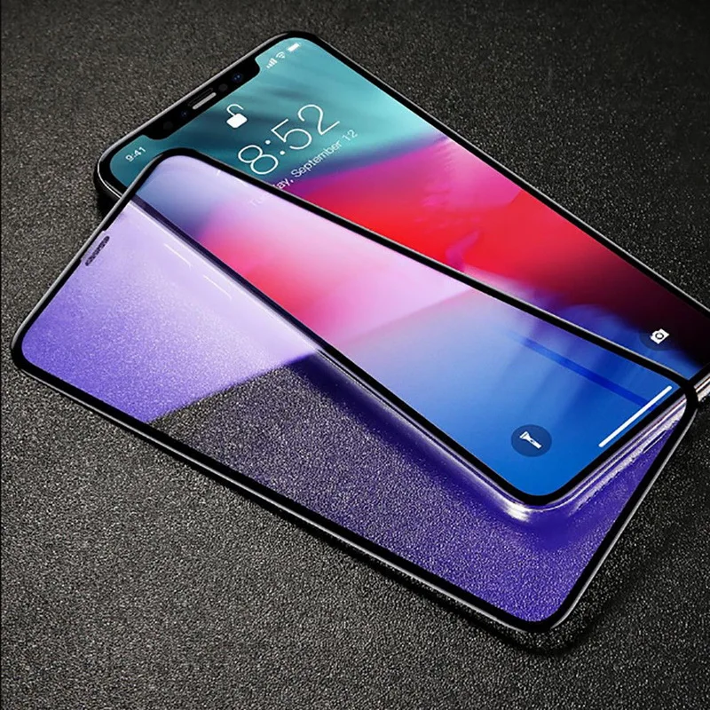 

3D Blue Ray Full Screen Protector Film Tempered Glass Case For iPhone X 10 8 8Plus 6 6S Plus 7 7Plus XS Max XR Front Cover