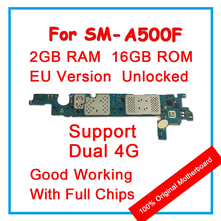 

16GB 100% Original Unlocked Motherboard For Samsung Galaxy A5 A500F Dual 4G LTE Mainboard Android OS Logic Board With All Chips