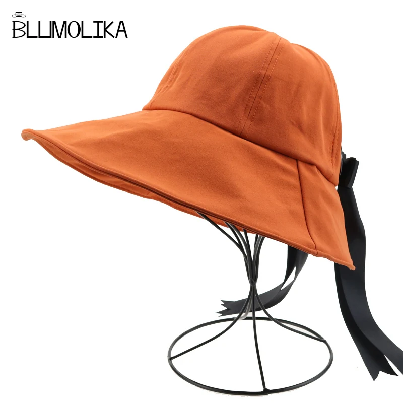 

New Summer Sun Hat for Women Wide Brim Vacation Bucket Hats Girl's Protection Anti-UV Travelling Sun Beach Hat on Promotion