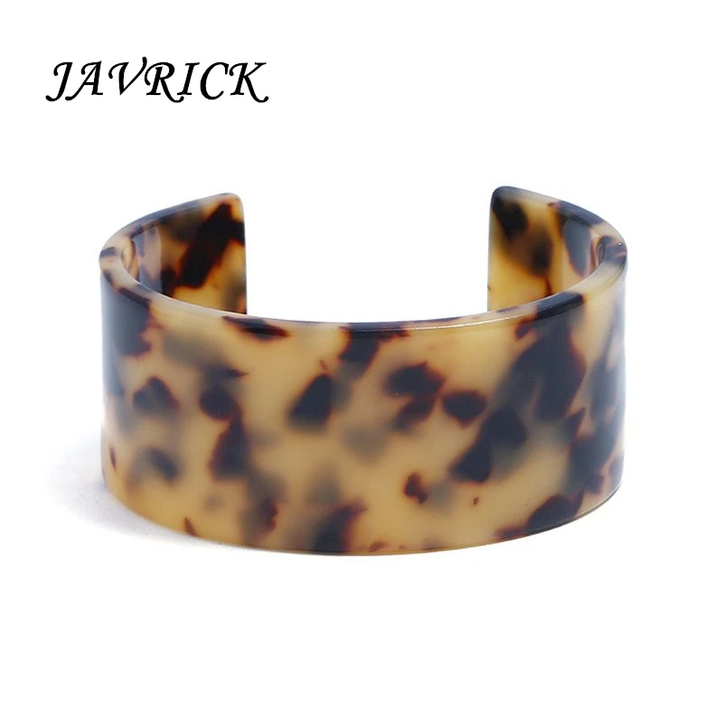 

JAVRICK Acrylic Tortoise Shell Wide Brown Cuff Bracelet Leopard Print Fashion Jewelry