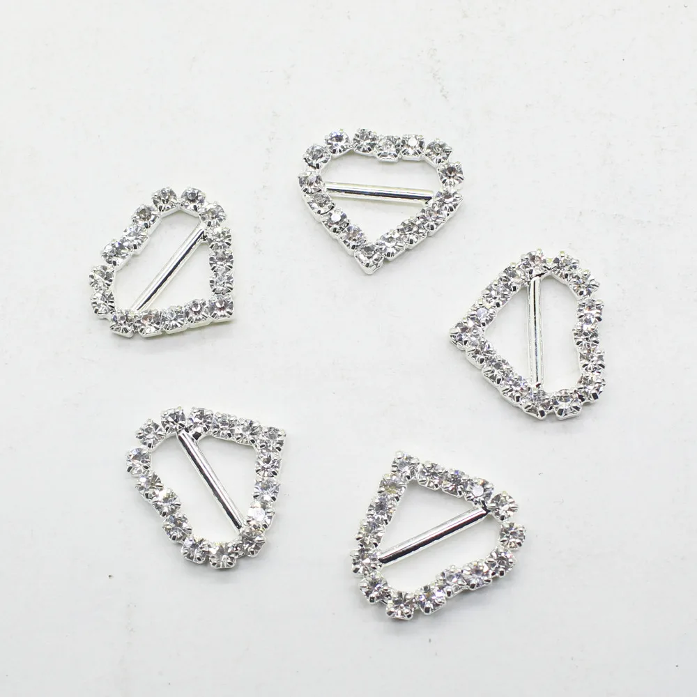 

ZMASEY Metal Buckles 10pcs/lot 17mm Heart Rhinestone Buckle Slider Wedding Decor Card Invitation Sewing Ribbon Shoes Accessories