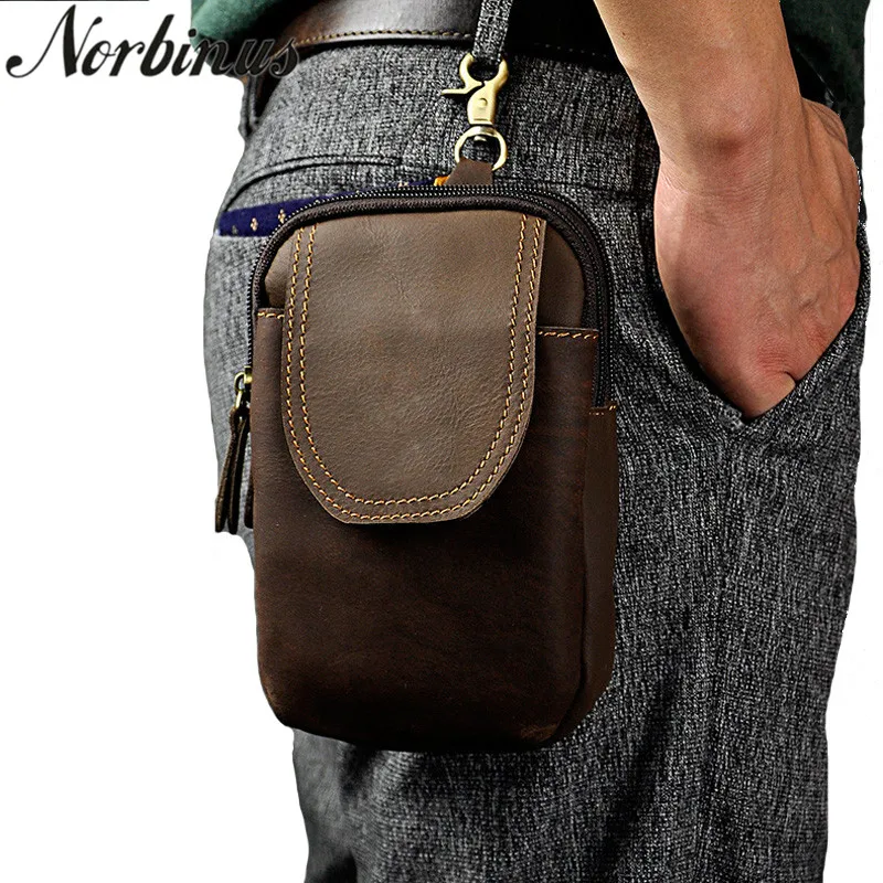 Men/'s Genuine Leather Belt Hook Fanny Waist Bag Messenger Shoulder Hip Bum Pack