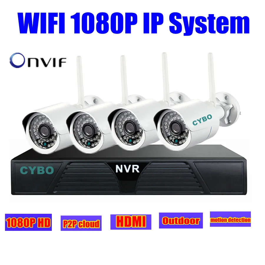  Wireless home security ip camera 2mp 1080p hd nvr wifi cctv system kit 4ch IR network outdoor camera video surveillance system 