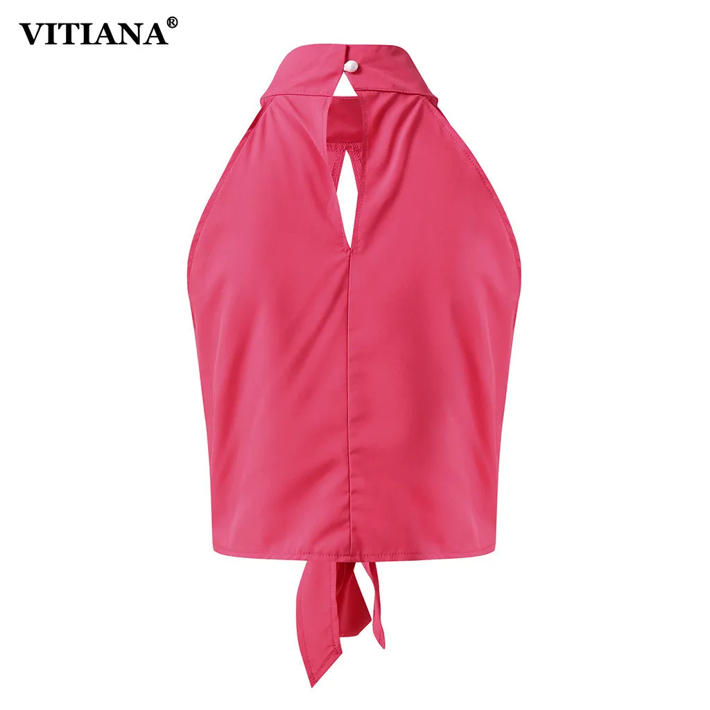 VITIANA Women Formal Sexy Black Blouse Summer 2019 Female Sleeveless Halter Hollow Out Sexy Blouses Womens Casual Beach Shirts VITIANA Women Formal Sexy Black Blouse Summer 2019 Female Sleeveless Halter Hollow Out Sexy Blouses Womens Casual Beach Shirts