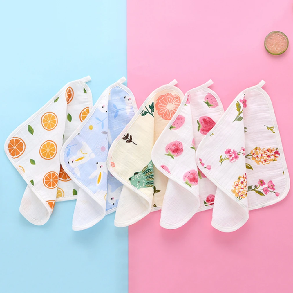 

5pcs Cotton Bandana Bibs Feeding Smock Infant Burp Cloths Printed Double Saliva Towel Baby Eating Accessory Soft Baby Stuff