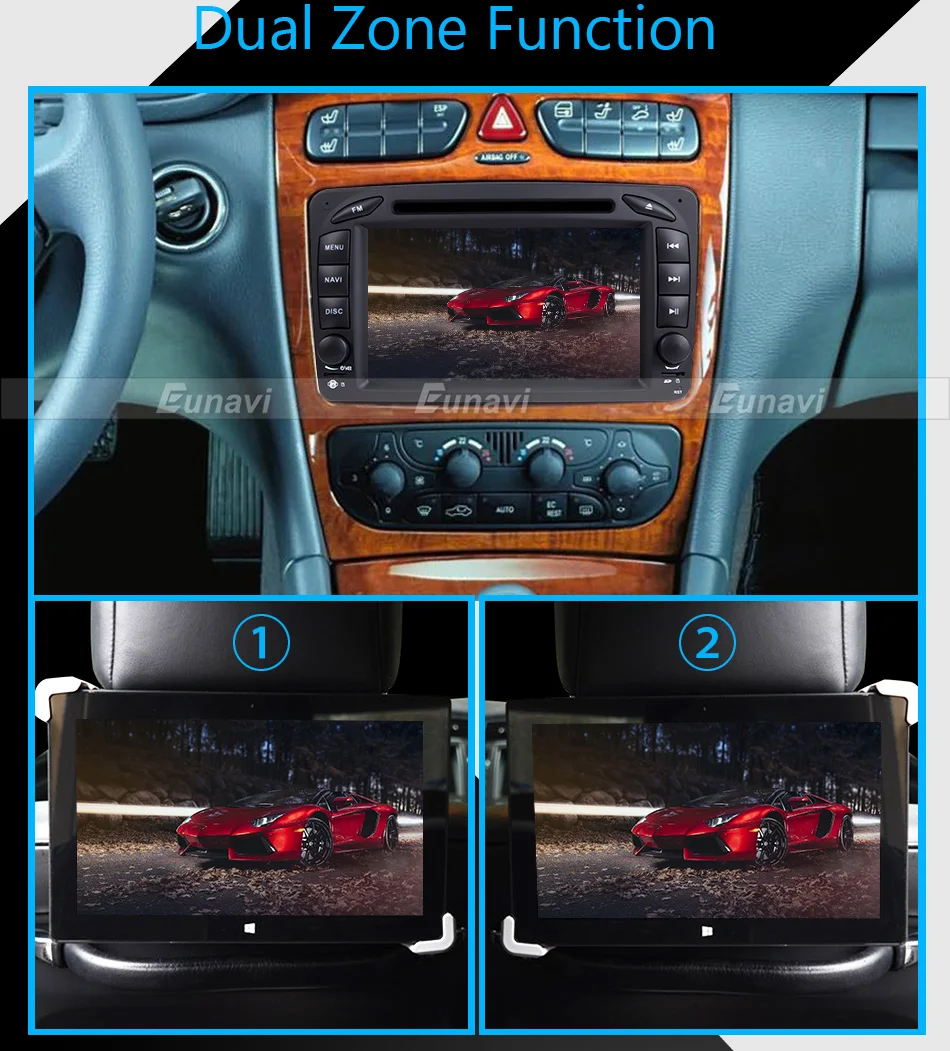 Flash Deal Eunavi 7" 2 Din Android 8.0 Car DVD Radio multimedia Player GPS Navi For Benz C-Class W203 W209 G-Class W463 A Class W168 Vito 17