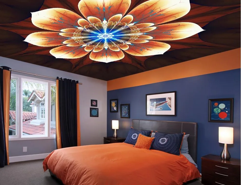 

Fashion Art Lotus 3d Wall paper For Living Rroom 3d Ceiling Luxury Wall paper