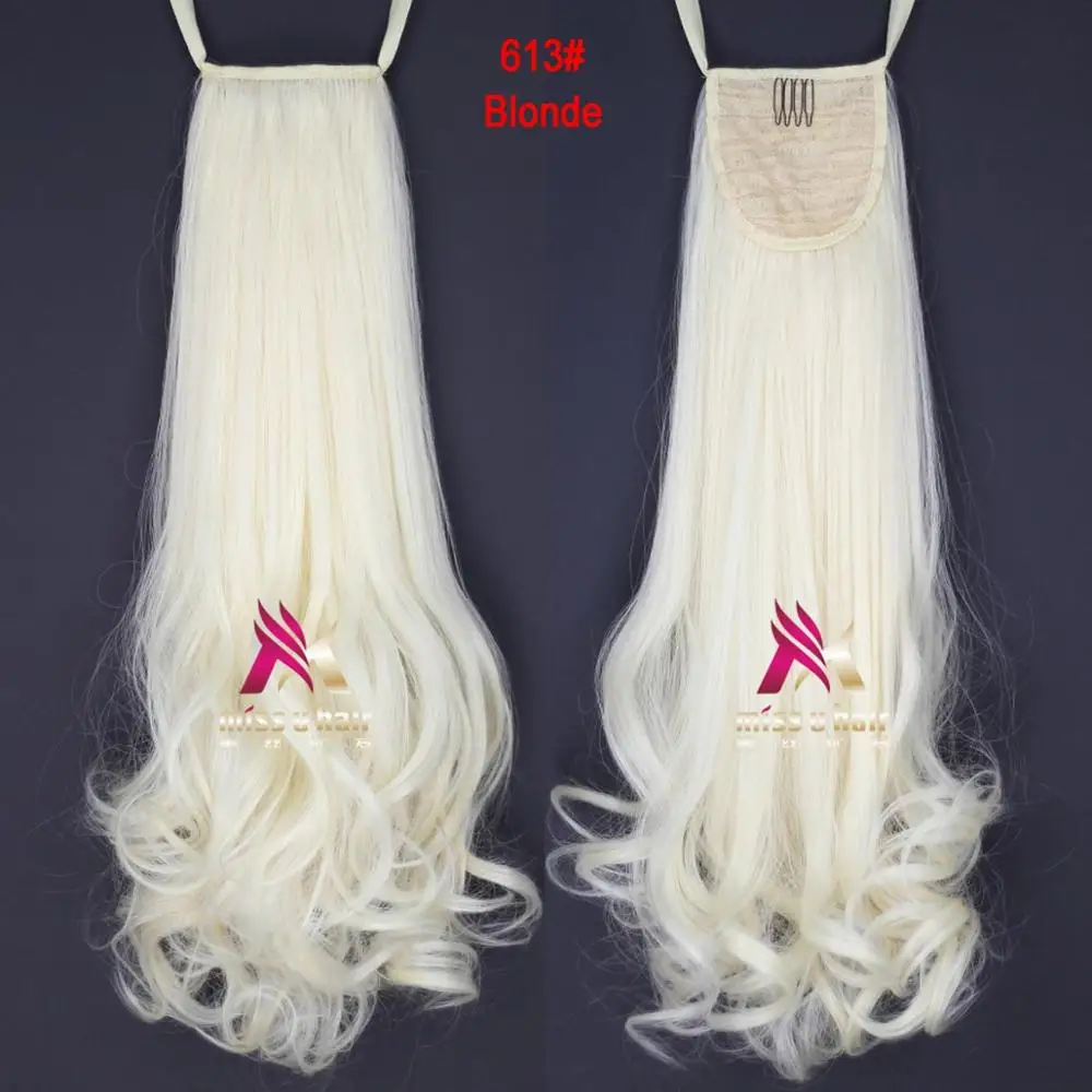 Miss U Hair 1" 45 см 110 г Синтетическая лента конский хвост длинные вьющиеся женская Сережка для наращивания волос кусок хвостики - Цвет: #613