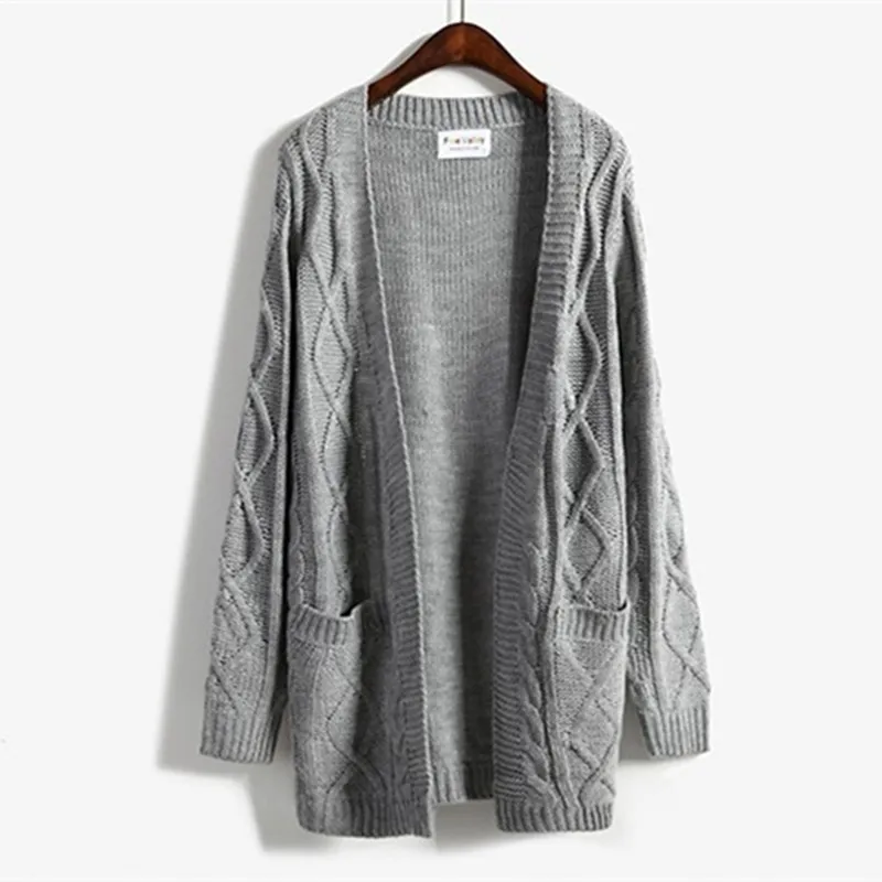 Women Winter Sweaters Harajuku 2017 new winter coat thick twist sweater Korean Girls long section long sleeved knit cardigan