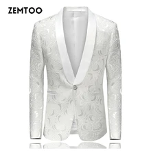 Zemtoo Для мужчин пиджаки Повседневное потока Однотонная одежда Для мужчин весна и осень большой Размеры Блейзер джентльмен Для мужчин тонкий Повседневное белый костюм