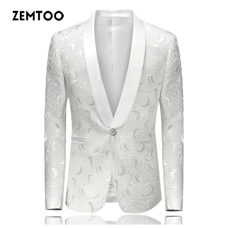 

zemtoo Men's Blazers Casual Flow Pure Color Men 2018 Spring and Autumn Large Size Blazer Gentleman Men Slim Casual White Suit