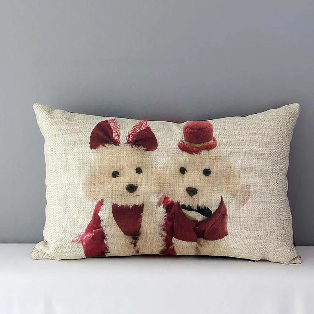 30cm*50cm Lovely Dog Pattern Cushion Cover Rectangle Sofa Deco Throw