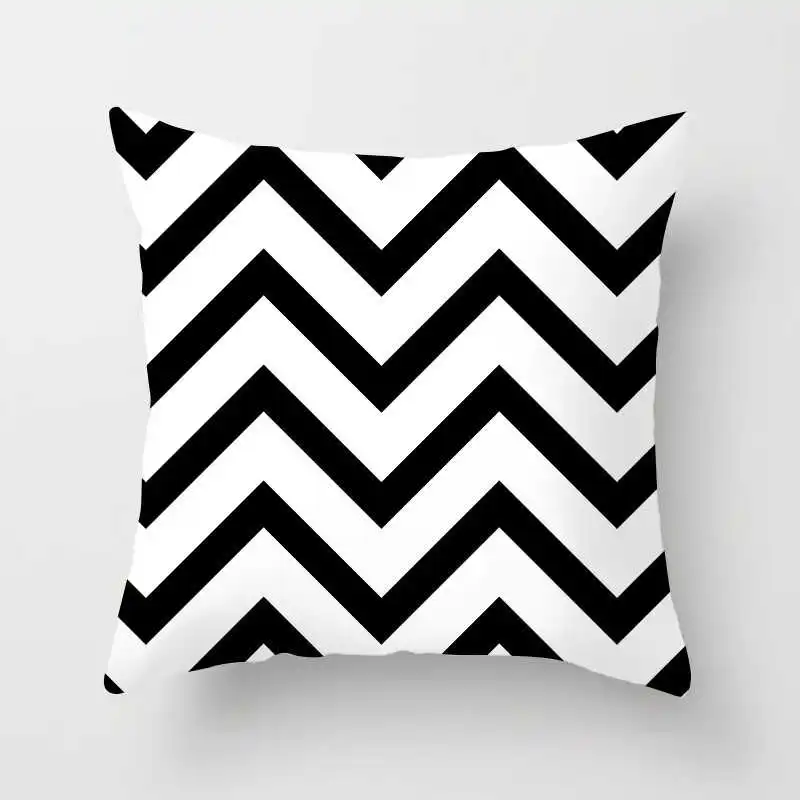 Nordic black and white geometric plaid stripes cushion cover (26)
