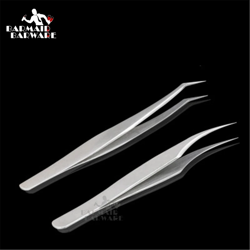

125mm Bent Tweezer Tongs With Comfortable Ridged Handle, for Medical, Beauty,Cooking, Kitchen Bar Accessories