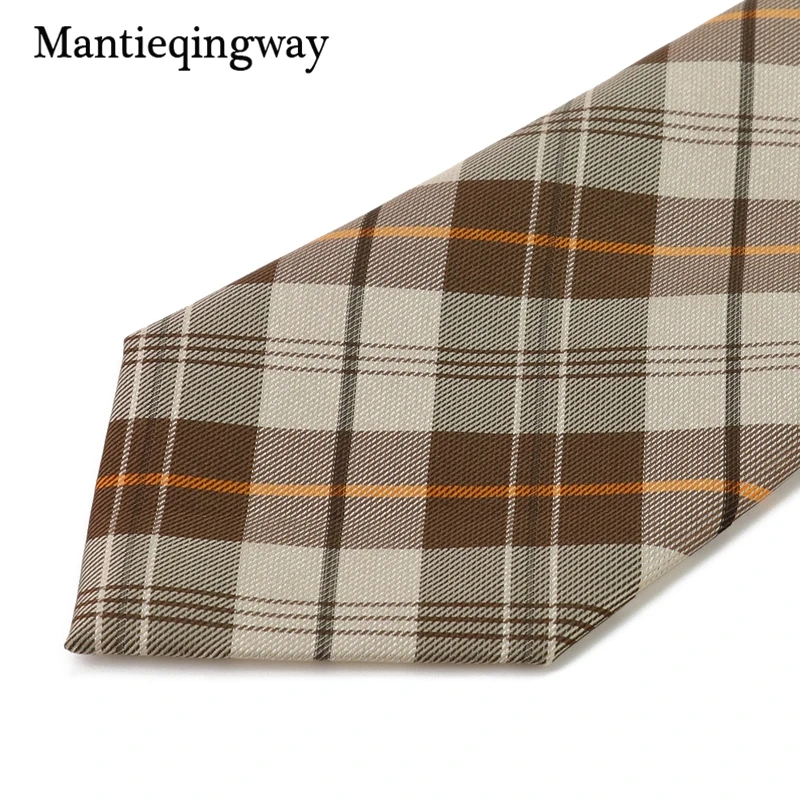 Mantieqingway 2017 мужские коричневые клетчатые деловые галстуки Свадебный кармашек