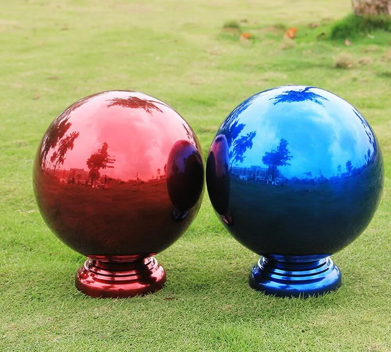 Home decoration Big blue ball stainless steel garden decorative ball hollow high-end display wall big