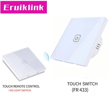 

EU/UK Standard 1/2/3 Gang 1 Way Wall Light Switch,White Crystal Glass Panel Wall Touch Remote Control For RF433 Smart Home