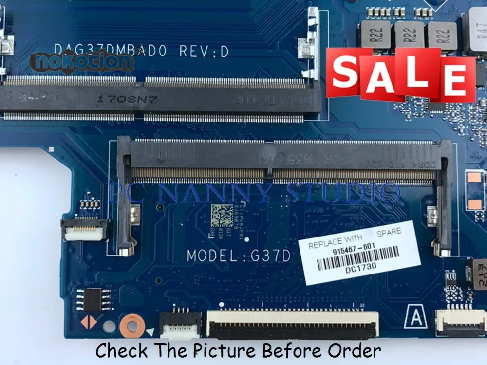  PCNANNY 915467-601 915467-001 for HP 17-AB 17-W laptop motherboard 1050 4GB i7-7700HQ DAG37DMBAD0 t