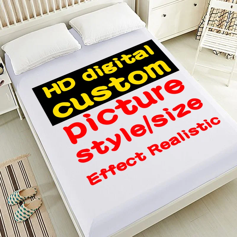 3D HD Digital Printing Custom Bed Sheet With Elastic,Fitted Sheet Twin Full Queen King,Mattress Cover 160x200,Drop Shipping