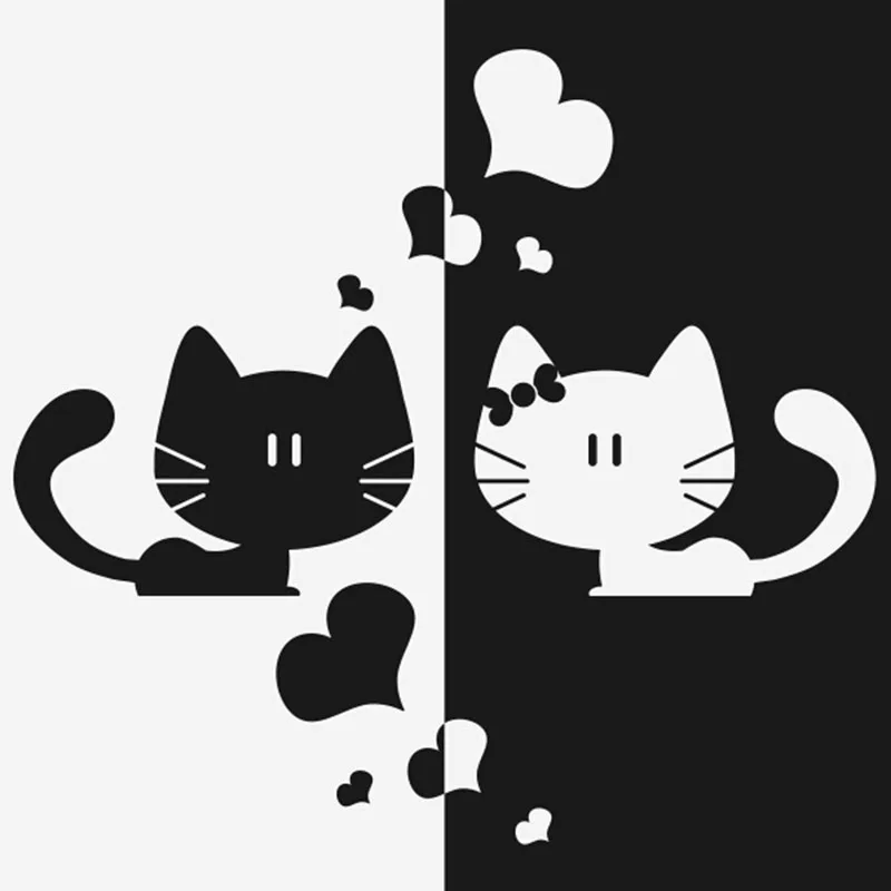 Black+White Cat Love Heart Home Decor Sticker Removable Art Kitchen Wall Sticker Kids Bedroom Wall Paper Waterproof Decals S-44 Black+White Cat Love Heart Home Decor Sticker Removable Art Kitchen Wall Sticker Kids Bedroom Wall Paper Waterproof Decals S-44