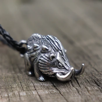 

Men Wild Viking Wild Boar Stainless Steel Necklace Vintage Nordic Animal Charm Pendant Norse Jewelry